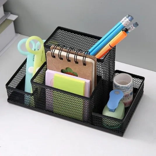 Desk Organizer with Pen Holder and Storage Basket