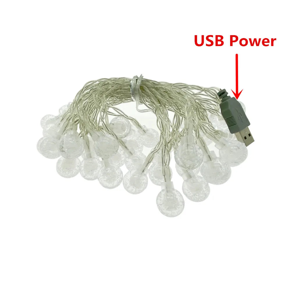 LED Crystal Ball Garland String Lights