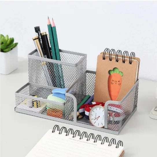 Desk Organizer with Pen Holder and Storage Basket
