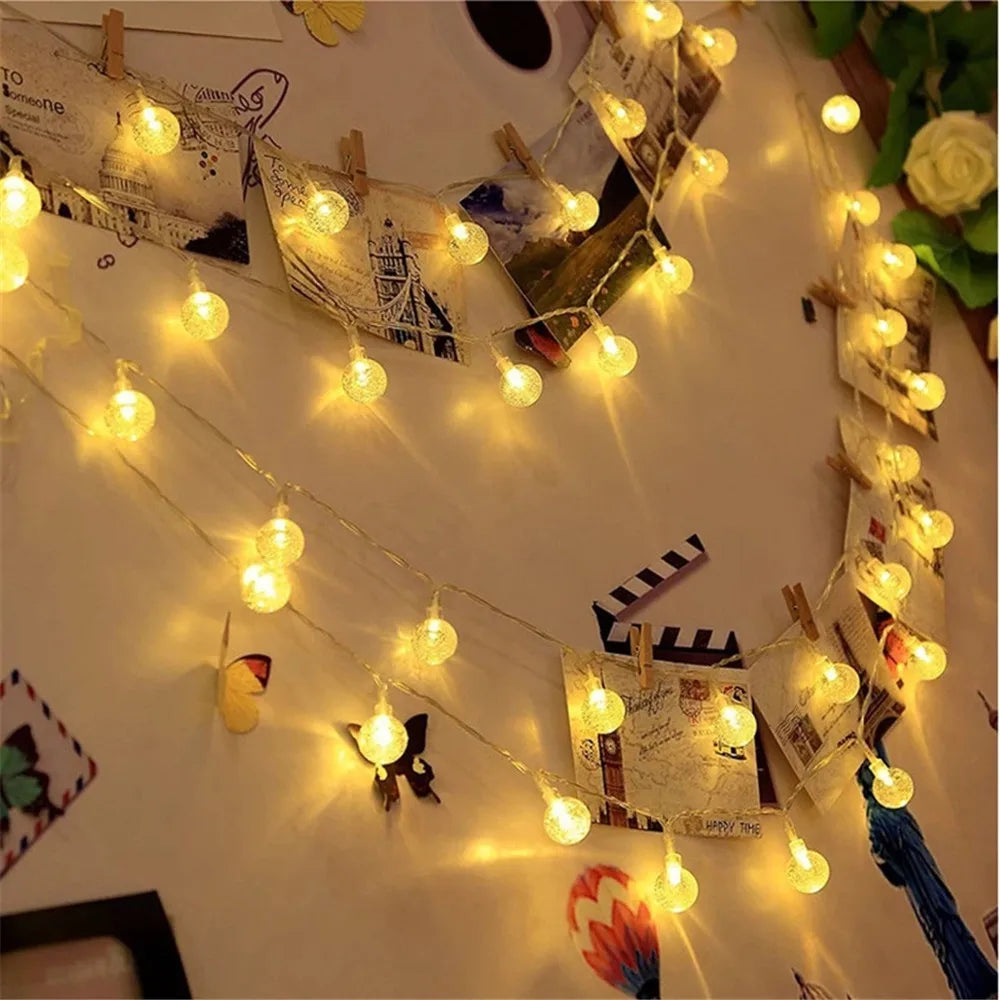 LED Crystal Ball Garland String Lights