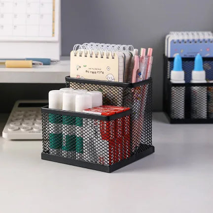 Desk Organizer with Pen Holder and Storage Basket