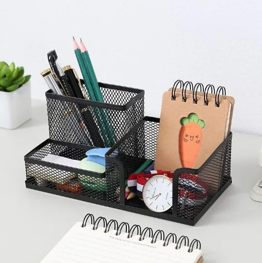 Desk Organizer with Pen Holder and Storage Basket