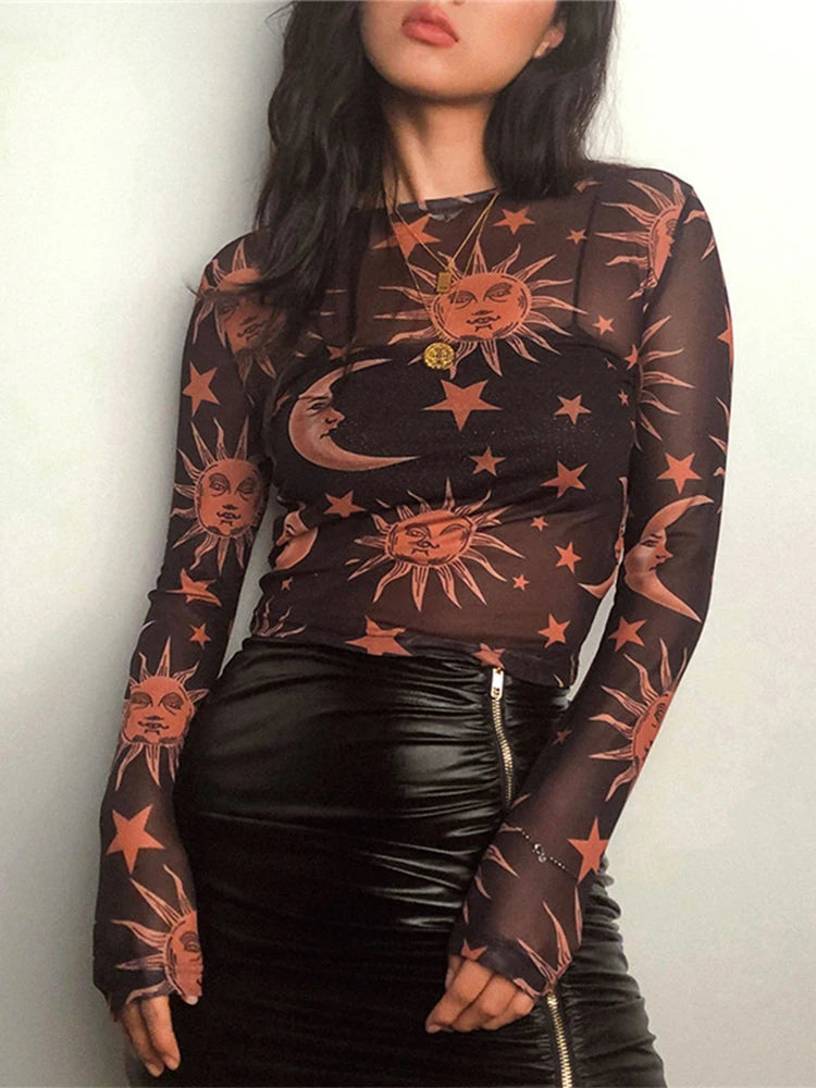 Women's Sun & Moon Top Sheer Mesh