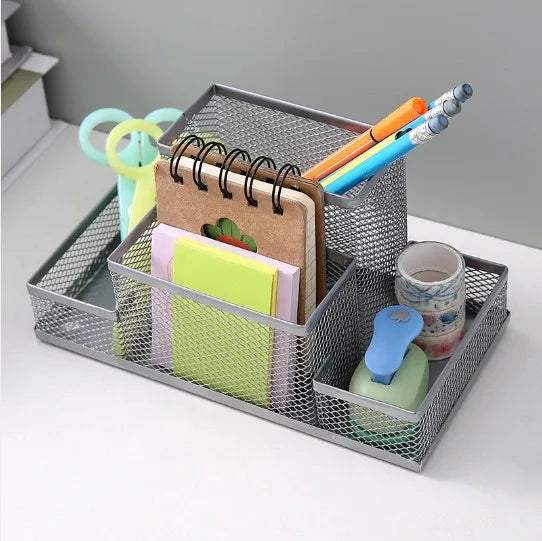 Desk Organizer with Pen Holder and Storage Basket