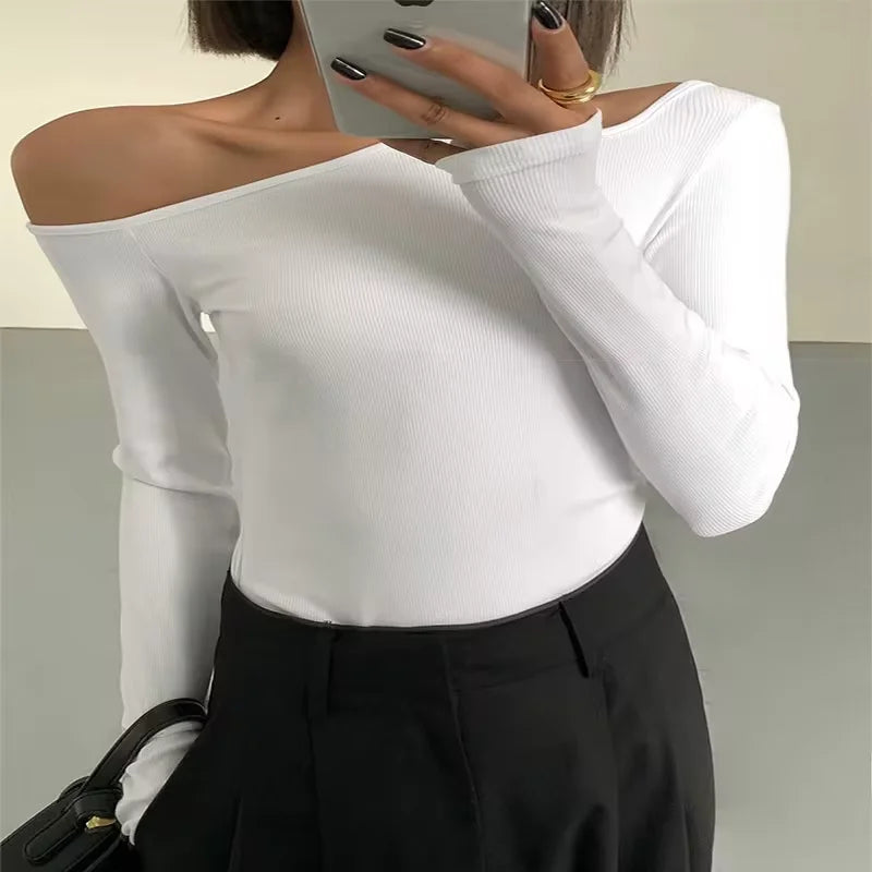 Women's One Shoulder Long Sleeve Top