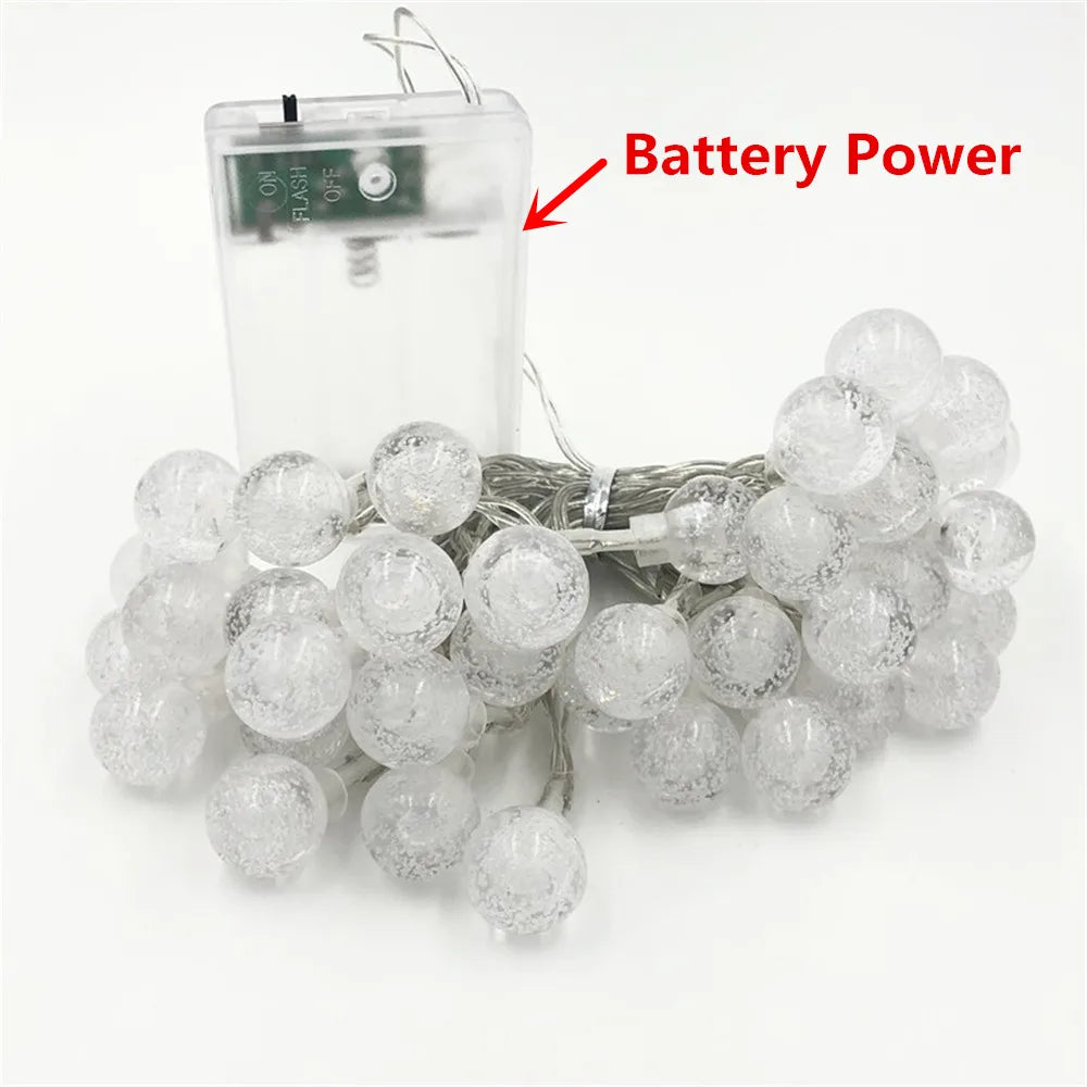 LED Crystal Ball Garland String Lights